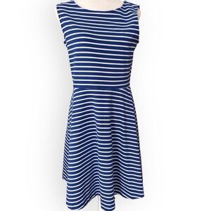 Talbots Edie Blue and White Knit Fit and Flare Dress Size M